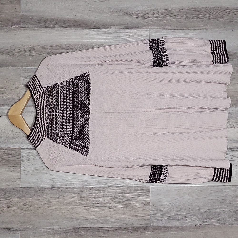 Free People‎ Womens Medium Snow Day Top Knit Crochet Slouchy Tunic Oversized - Picture 4 of 7